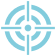 Blue target or crosshair symbol with concentric circles and intersecting lines.