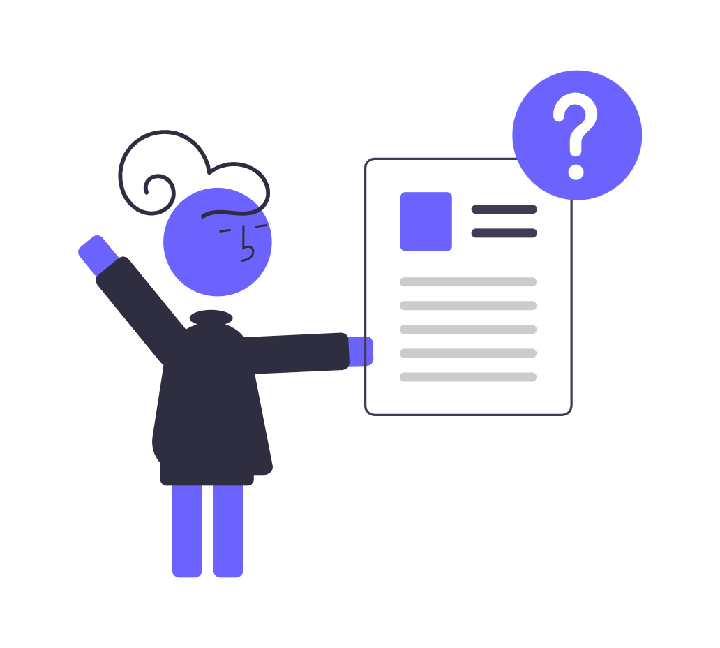 Illustration of a confused person holding a document with a question mark.